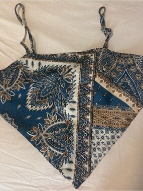 Blue Paisley Print Bandana Top